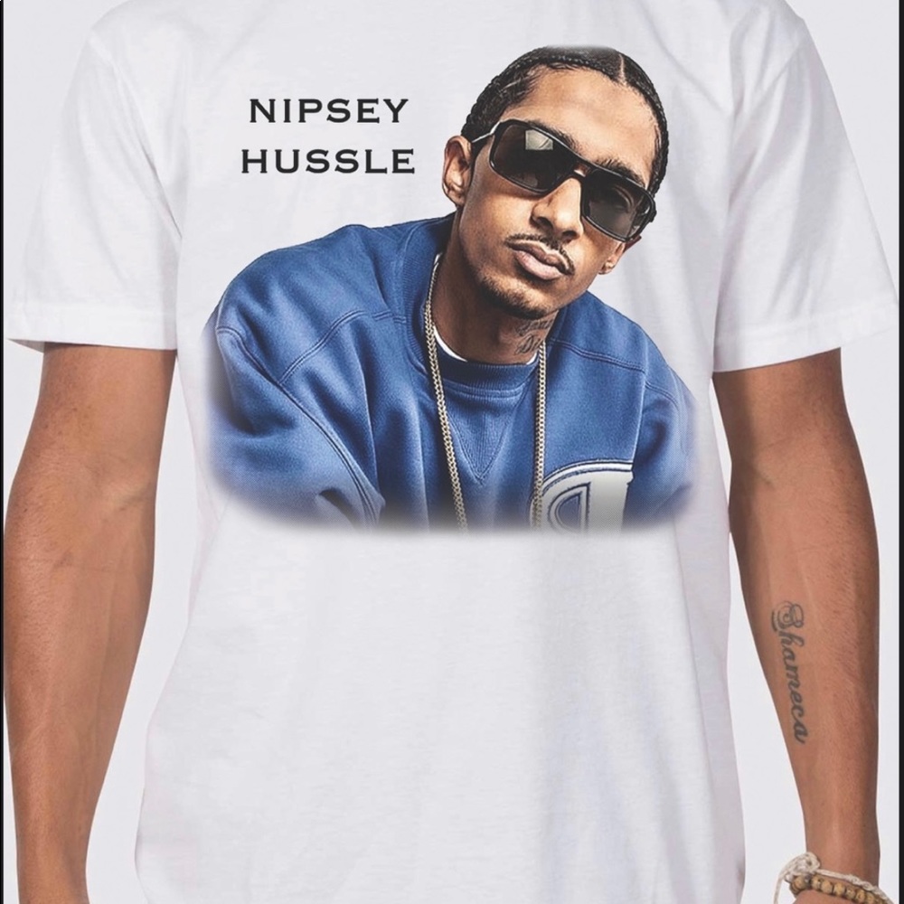 Nipsey Hussle Graphic Tee. Nipsey Hussle Lyrics In back of tee.